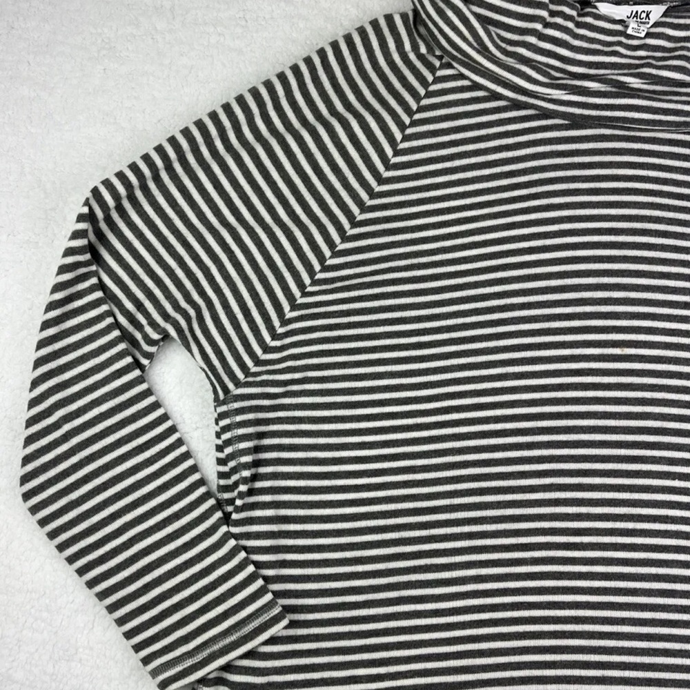 Jack By BB Dakota Top Women's Size Large L Striped Cowl Neck Black White - Picture 3 of 11